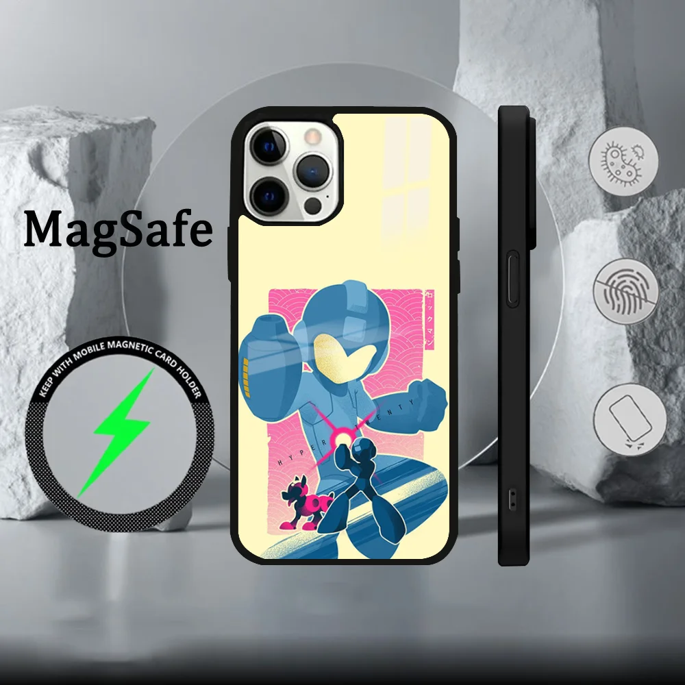 Чехол для телефона Manga Games Megaman X iPhone 16 15 14 13 12 11 Pro Max Plus Mini Magsafe Mirror беспроводной
