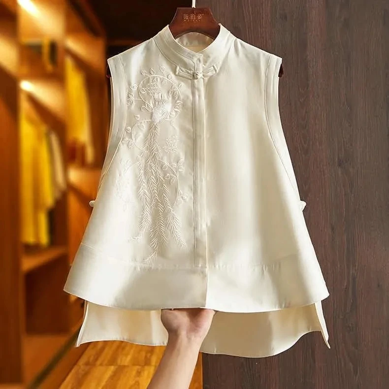 Новинка весны и осени 2025 высококачественный женский жилет с вышивкой для тяжелой