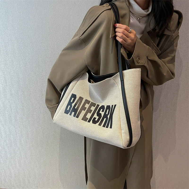 

Популярная в этом году Холщовая Сумка для женщин, новинка 2022, модная сумка-тоут с надписью для студентов колледжа, для поездок