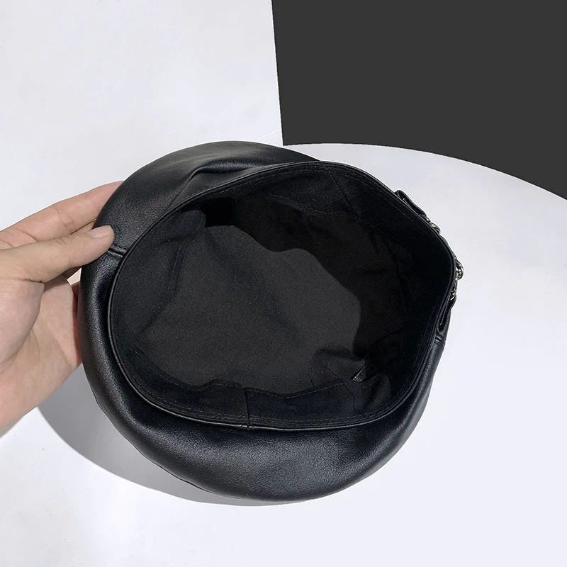 Новинка берет для мужчин и женщин кожаный кепки Панамы унисекс кепки-береты