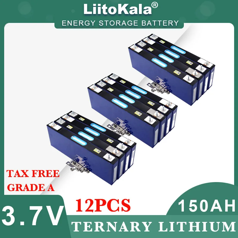 

12x Liitokala 3.7v 150Ah Lithium battery 4.2v for 12v 24v electric vehicle Off-grid solar energy Large single Grade A Tax Free