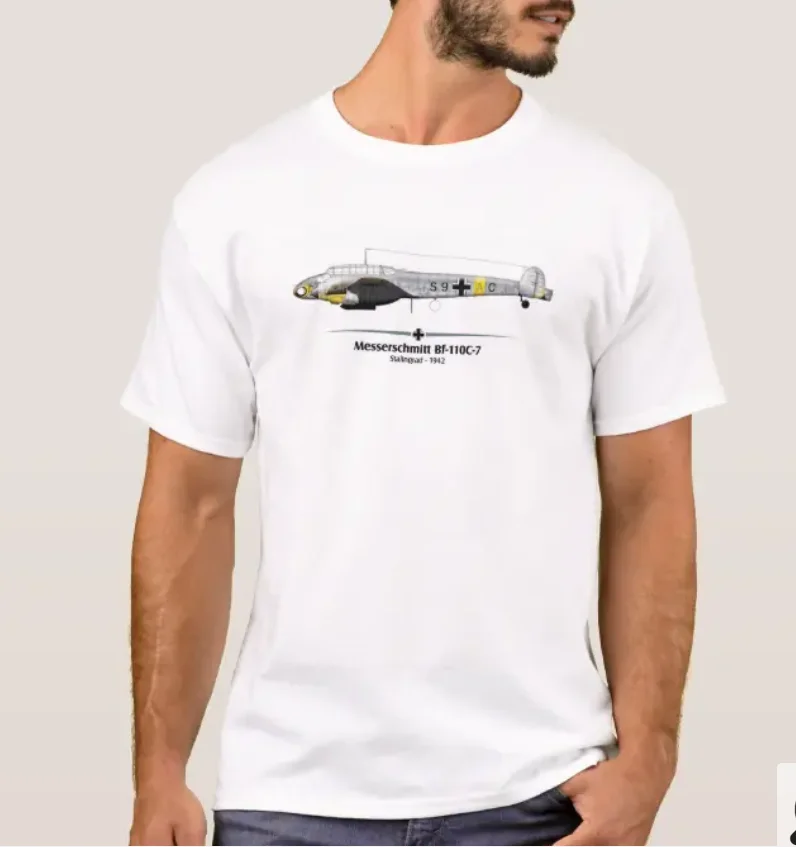 

WWII German Air Force Messerschmitt BF-110 Fighter Aircraft T-Shirt. Summer Cotton Short Sleeve O-Neck Mens T Shirt New S-3XL