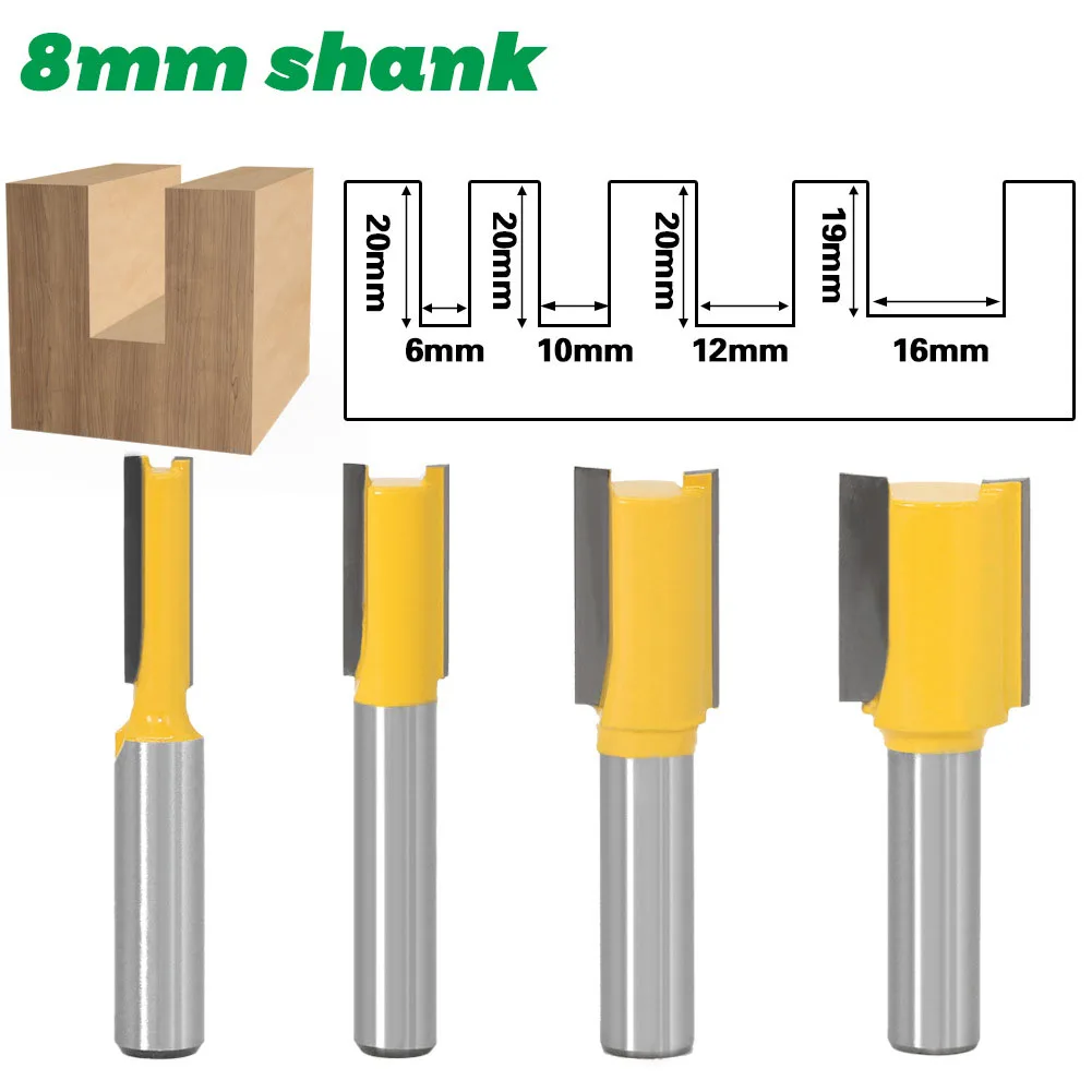 

1PC 8MM Shank Milling Cutter Wood Carving Straight/Dado Router Bit - 3/8"W x20"H Wood Tungsten Carbide Router Bit Woodwork Tool