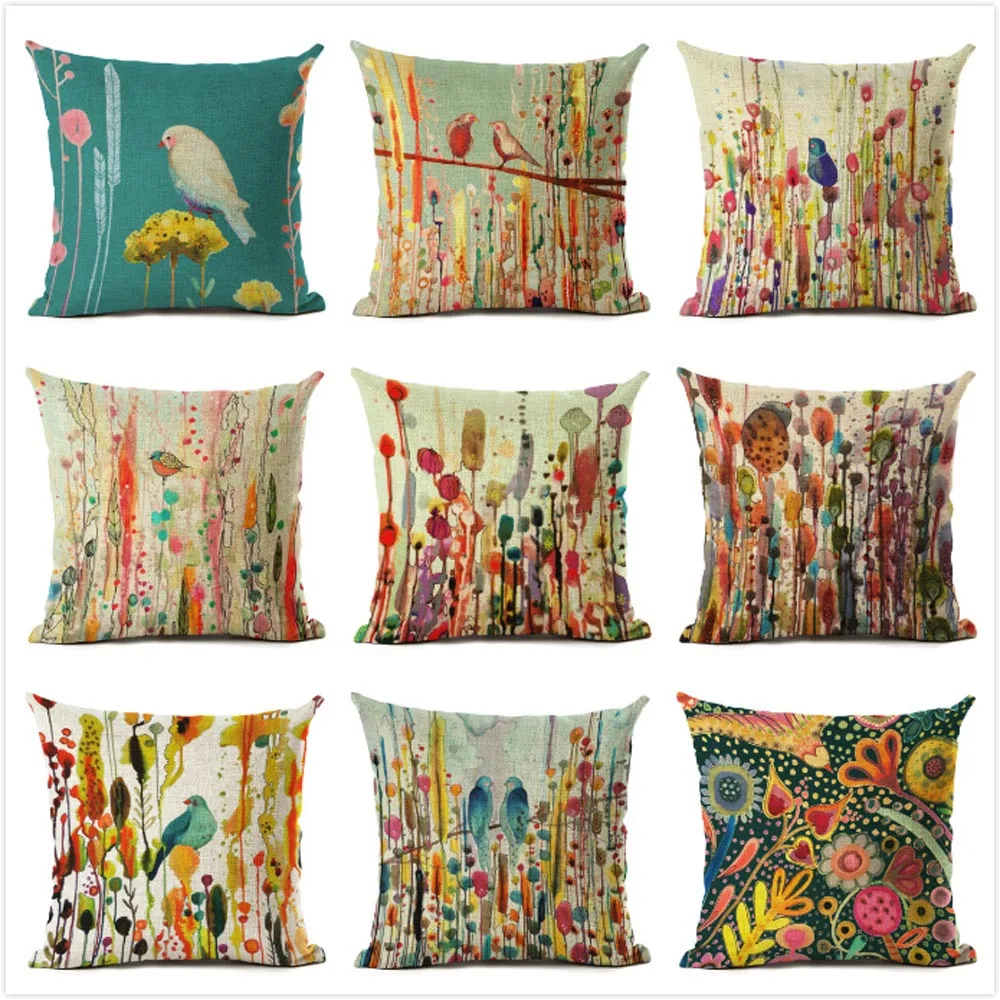 

Animal Bird Cushion Cover Bird Decor Pillowcase Sofa Plant Pillowcase Cover