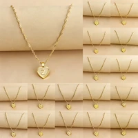 gold color a z letter necklace heart shaped pendant for women clavicle chain lady alphabet jewelry party gift bijoux choker 2022