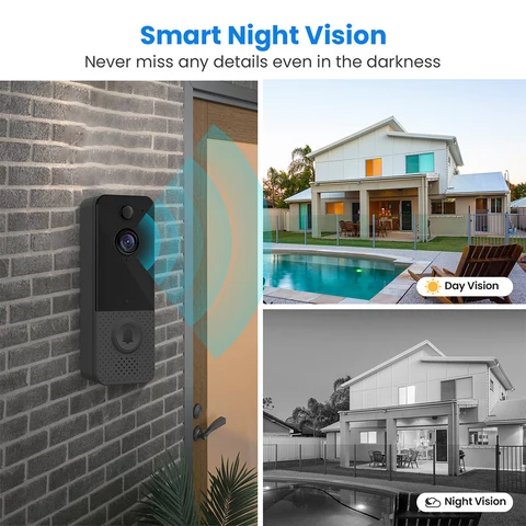 Беспроводная камера дверного звонка, 2-сторонний 2,4G, Wi-Fi, PIR, обнаружение движения, аудио, беспроводной дверной звонок, HD, видео в реальном времени, ночное видение для дома