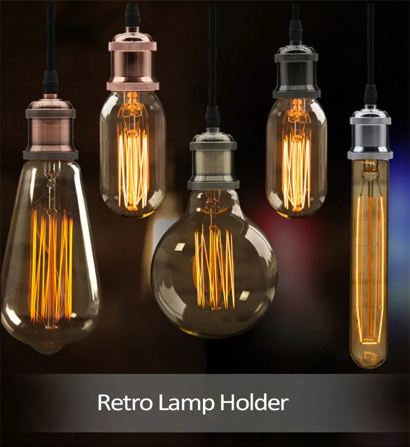 

Retro Chandelier E27 Lamp Vintage Edison Bulb Screw Head Window Bar Creative Lighting Edison Antique Chandelier Pendant Fittings
