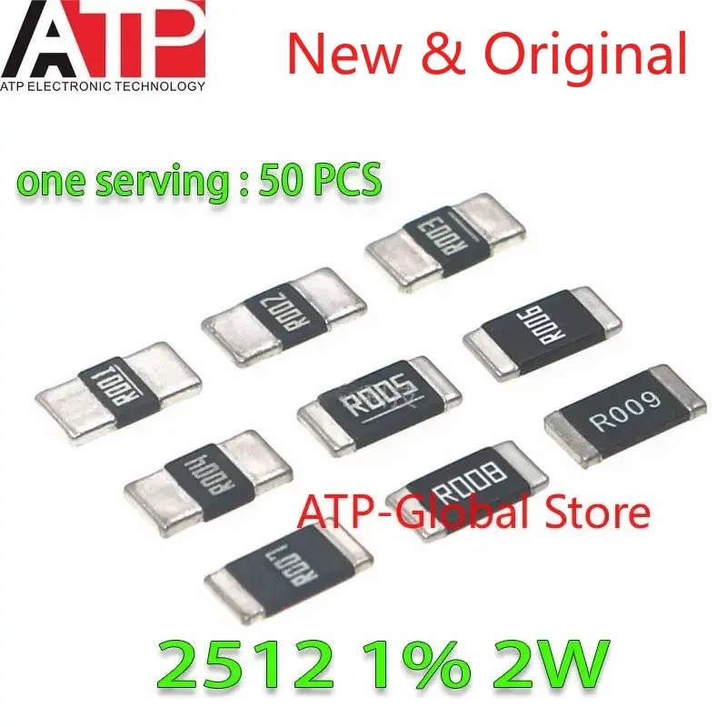 50 шт./лот сопротивление сплава 2512 2 Вт F 1% R001 R002 R003 R004 R005 R006 R008 R010 R012 R015 R020 R025 R030 R050