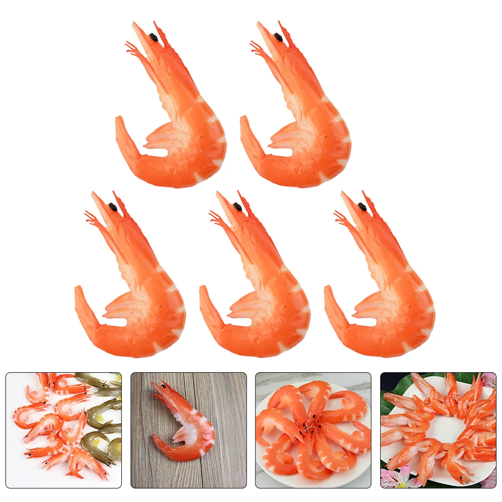 

5 Pcs Artificial Shrimp Prop Restaurant Decor Food Photo Halloween Fake Pvc Models Child Animal Figurines Kids