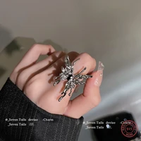 s925 silver ring european and american exaggerated butterfly geometric rings for women 925 retro fashion open index finger ring