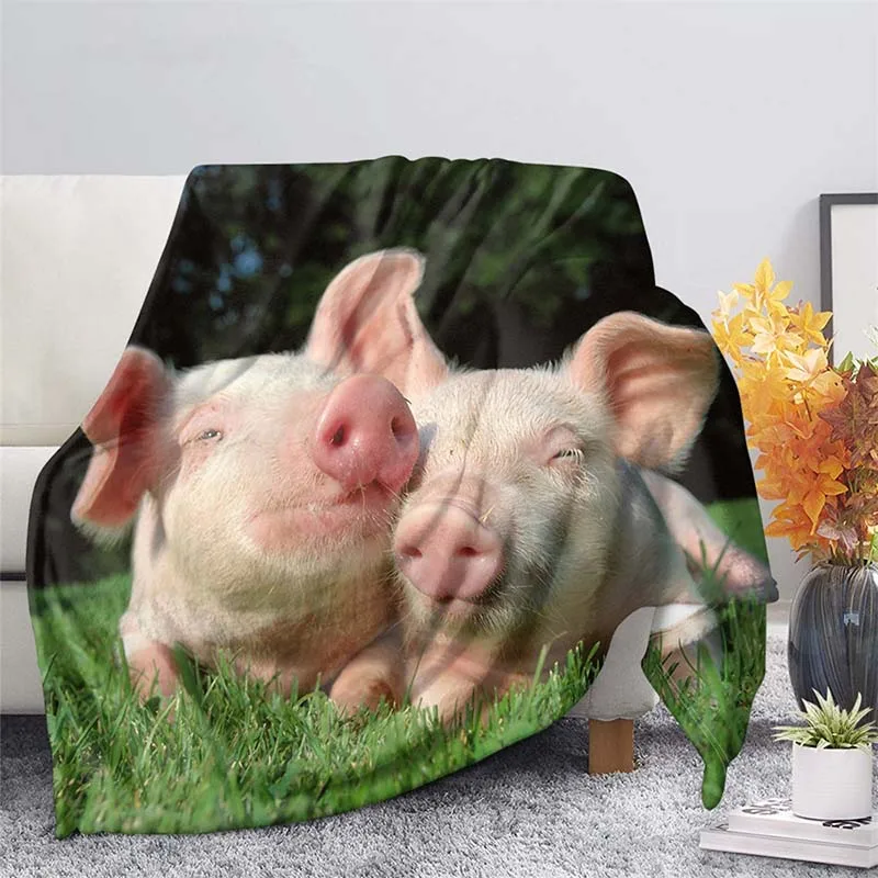 

Throw Blanket Cute Pink Pig Friendly Pattern Flannel Blanket Warming Bedroom Throw Blanket Sofa Bedding Travel Sherpa Blanket