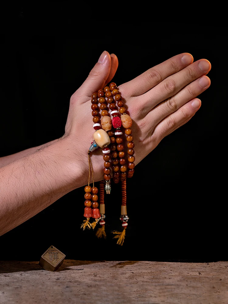 Натуральные бусины 108 буддийские для молитвы в виде старой кости Тибетский Стиль