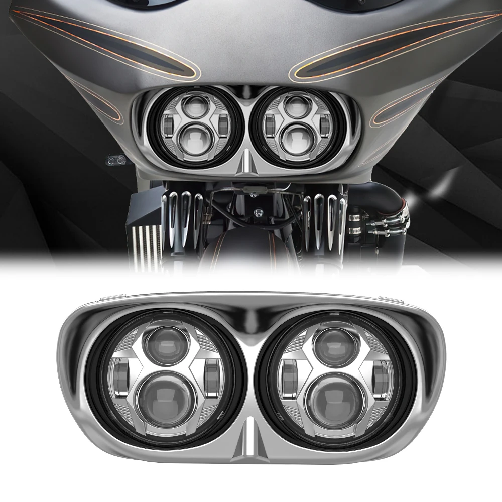 Фото Для Road Glide 1998-2013 LOYO система освещения мотоцикла, светодиодная точечная одобренная фара, проектор дальнего света №1