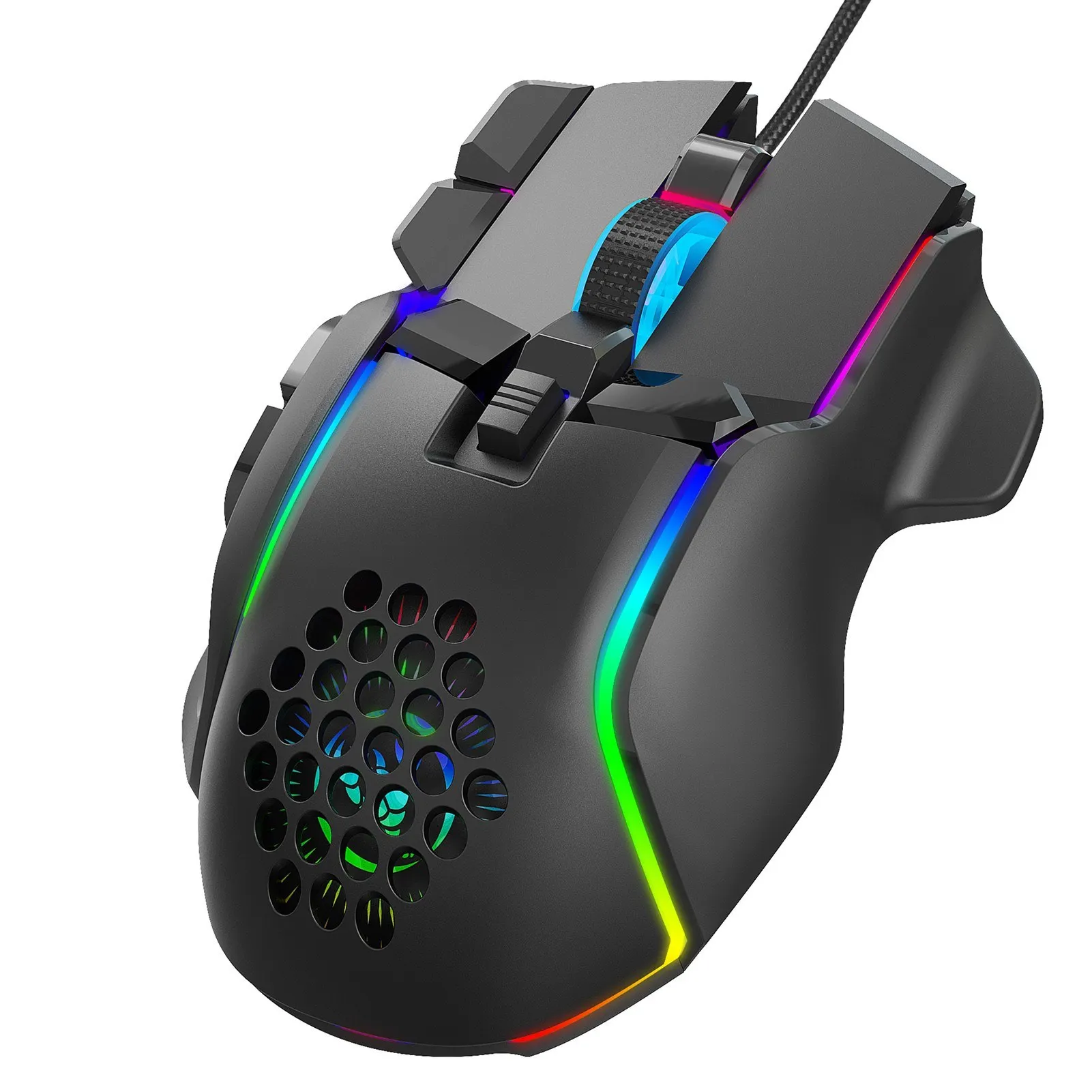 

HXSJ S700 10 Keys USB Wire Gaming Mouse Macro Programming Ergonomic Mice with 6 Adjustable DPI RGB Light Effect Gamer Mice