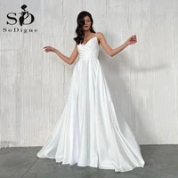 sodigne white simple beach wedding dresses spaghetti straps pleat wedding gowns custom made bridal party dress