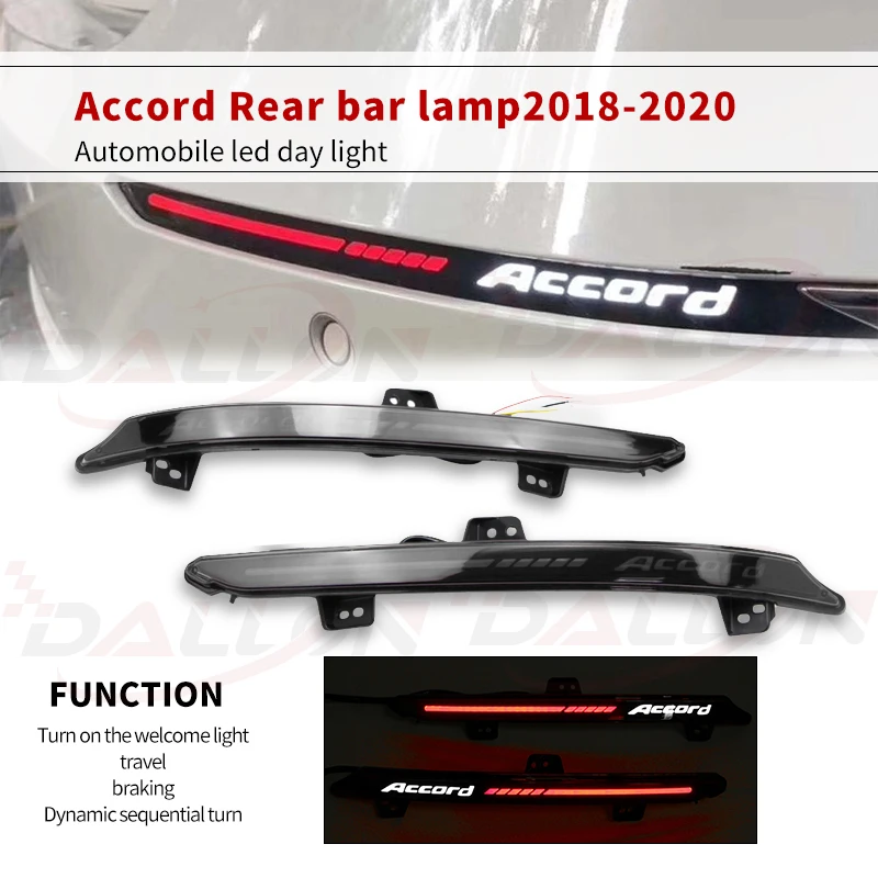 

Светодиодный отражатель для заднего бампера, светильник для Honda Accord 2018 2019 2020, тормозной фонарь, динамический сигнал поворота, стильный алфав...