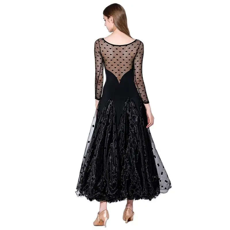 

Dot Stitching Black Women Ballroom Dress For Dancing Clothes Ball Gown Party Dress Night Dress Flamenco Spanish Dance Costumes