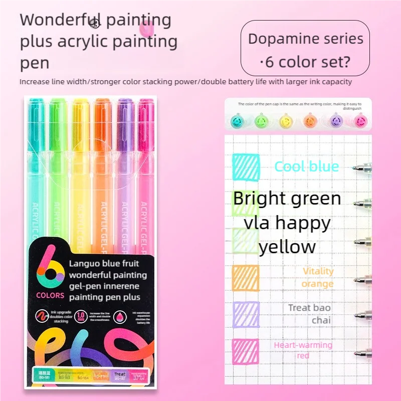 

Languo 6, акриловые пигментные гелевые ручки со звездами, 1,0 мм, ткань, рок, ручка для рисования, ручка для рисования камня, керамики, стекла, холста, дерева