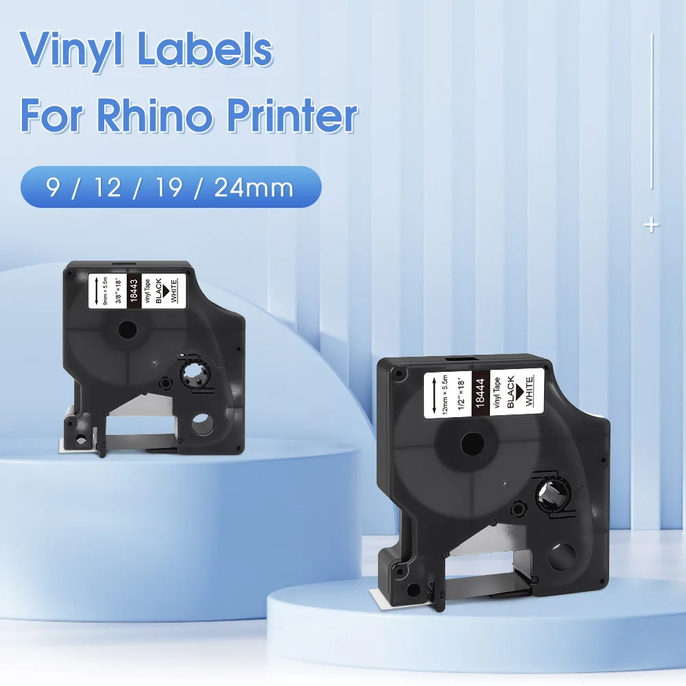 Виниловая этикетка Absonic 20 шт. 9/12/19 мм 18443 18444 18445 5200 для лент Dymo Rhino совместимых с