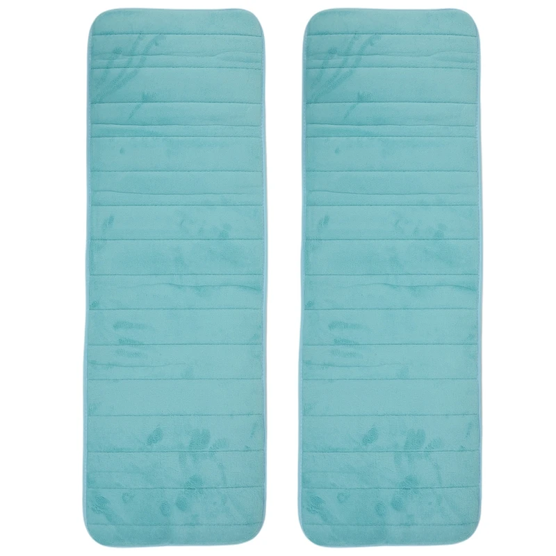 

2Pcs 120X40cm Absorbent Nonslip Memory Foam Kitchen Bedroom Door Floor Mat Rug Carpet Blue