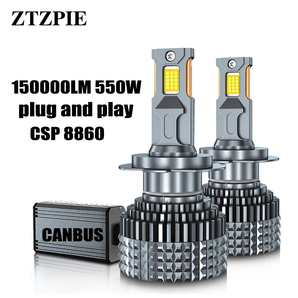 ZTZPIE 6000K HB3 HB4 9005 9006 H1 H7 H4 H11 9012 H3 лампа светодиодные лампы Canbus CSP 8860 мощная Автомобильная фара светильник 550W 150000LM