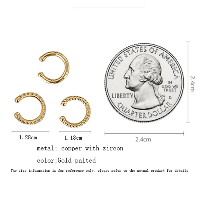 SIPENGJEL Gold Color Leaves Non-Piercing Clip Earrings for Women Fake Piercing Ear Cuff Earrings Ear Clip Set Trendy Jewelry images - 6