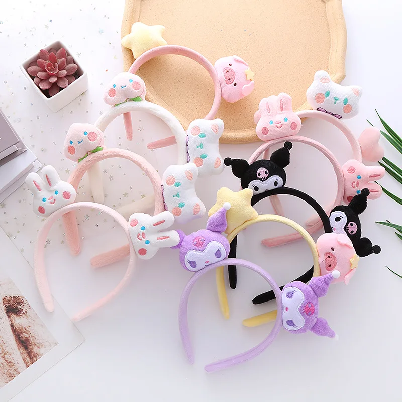 

Cartoon Sanrioed Kuromi My Melody Kawaii Makeup Plush Headband Ins Girl Heart Cinnamoroll Makeup Headband Hair Accessories Gifts