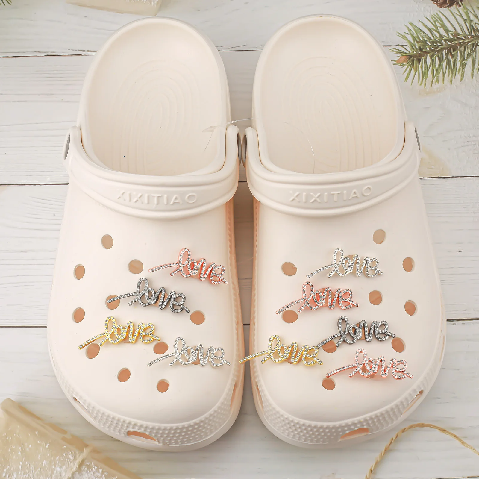 10pcs Love Shoe Charms Accessories Decorations Aolly Croc Jibz Buckle for DIY X-mas Gift CBC71