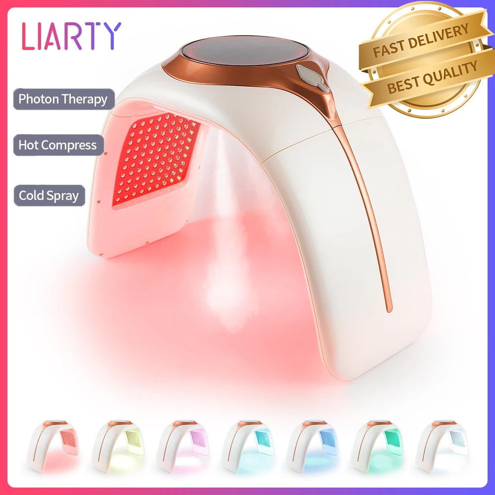 Upgrape 7 Colors LED Light Photodynamic Facial Mask Hot Compress Cold Nano Water Sprayer Skin Rejuvenation Photon Therapy Lamp