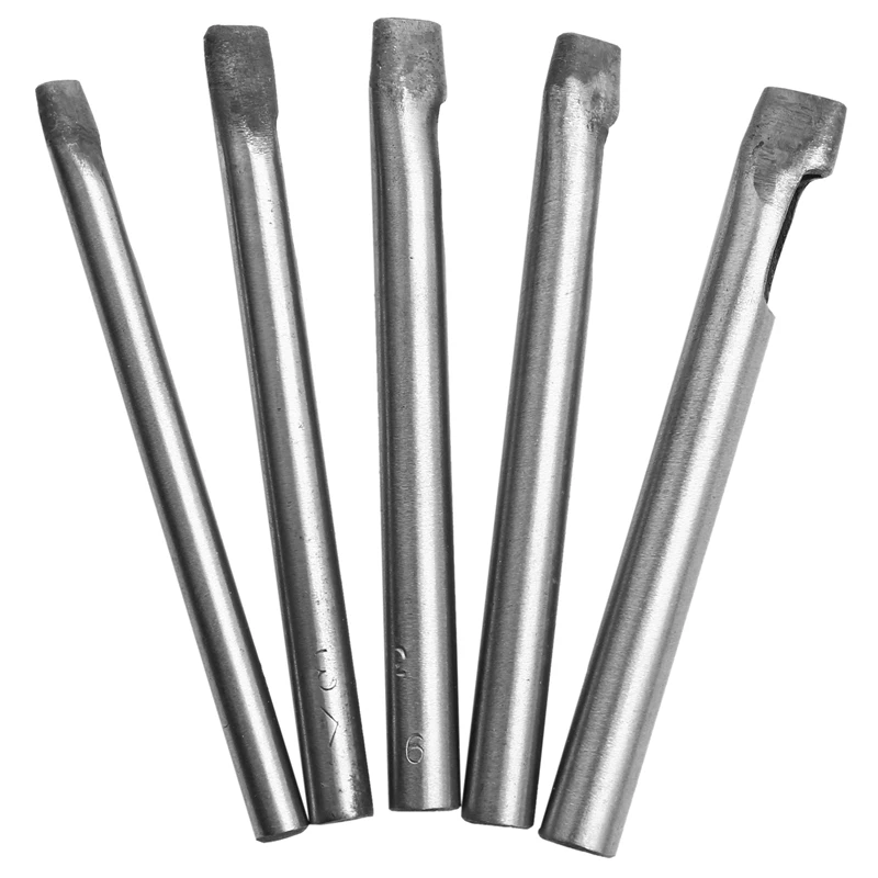 

5Pcs 6/7/8/9/10X3mm Diy Drilling Bit Leather Craft Puncher Flat Hole Punch Maker Cutter Chisel Tool Set