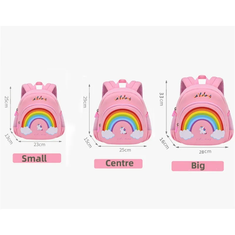 New Diving Material Rainbow Schoolbag Cartoon Toddler Backpack School Bags Breathable Back Material Thickened Shoulder Straps