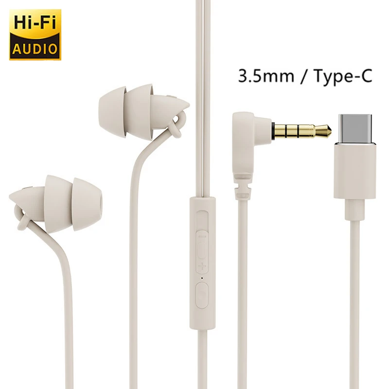 

Wired Sleep Earphone 3.5mm Jack Type-C Port 2 Options Headphones Baby Soft Noise Reduction Comfortable For Mobile Phones