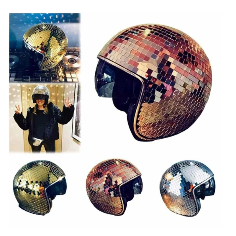 

Vacation Helmet Shining Mirror Reflective Gleaming Glass Cap for Club Carnivals Music Festival Cool Party