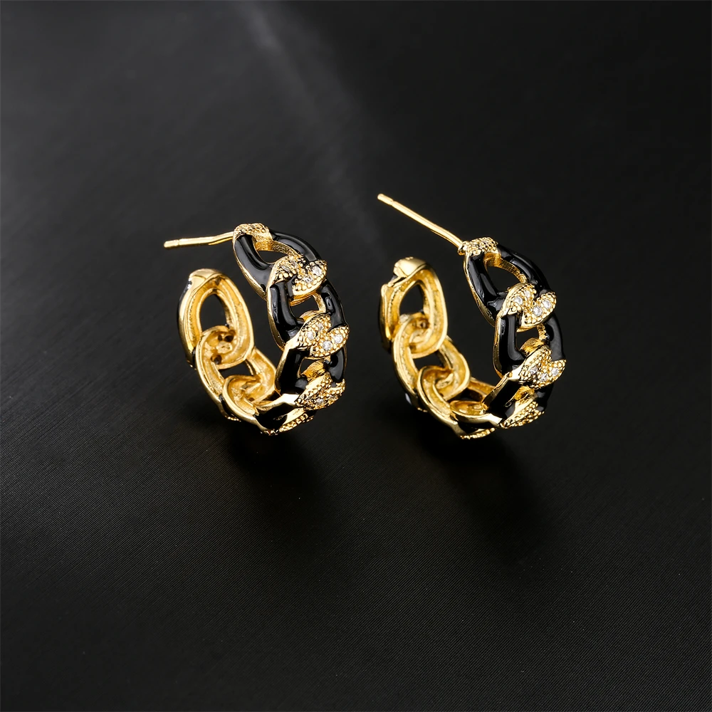 

NEWBUY Colourful Cuban Chain Design Geometric Earrings For Women Girl 2022 Hot Sale AAA CZ Wedding Jewelry Femme Bijoux Gift