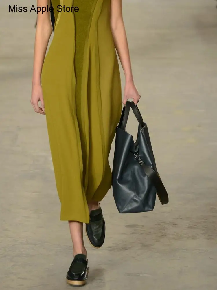 Ladies Commuter Bucket Tote Bags Soft New Fashion Genuine Leather Women's Handbags Large Capacity 14-15.6 Inch Laptop Bag