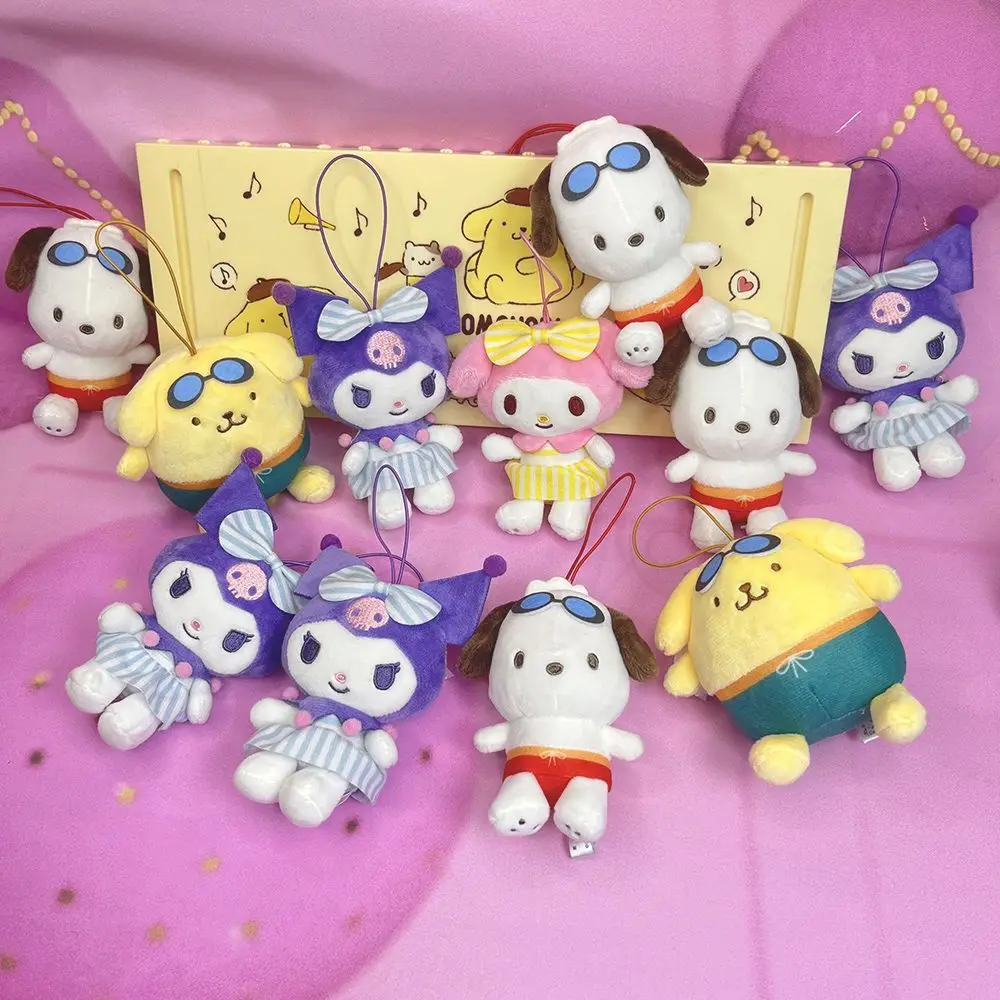 

Plush Toys Kawaii Kuromi Hello Kitty Anime Cartoon My Melody Pachacco Stuffed Backpack Pendant Keychain Birthday Gift for Friend