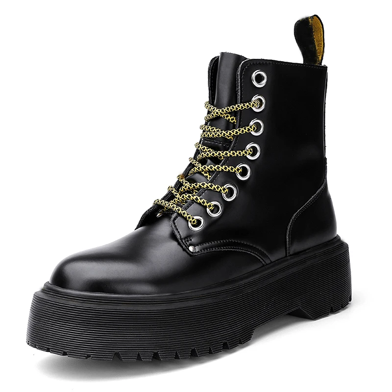 

Women Men Platform Boots Chunky Boots Genuine Leather Height Increasing British Style Luxury Brand Dropshipping 2023