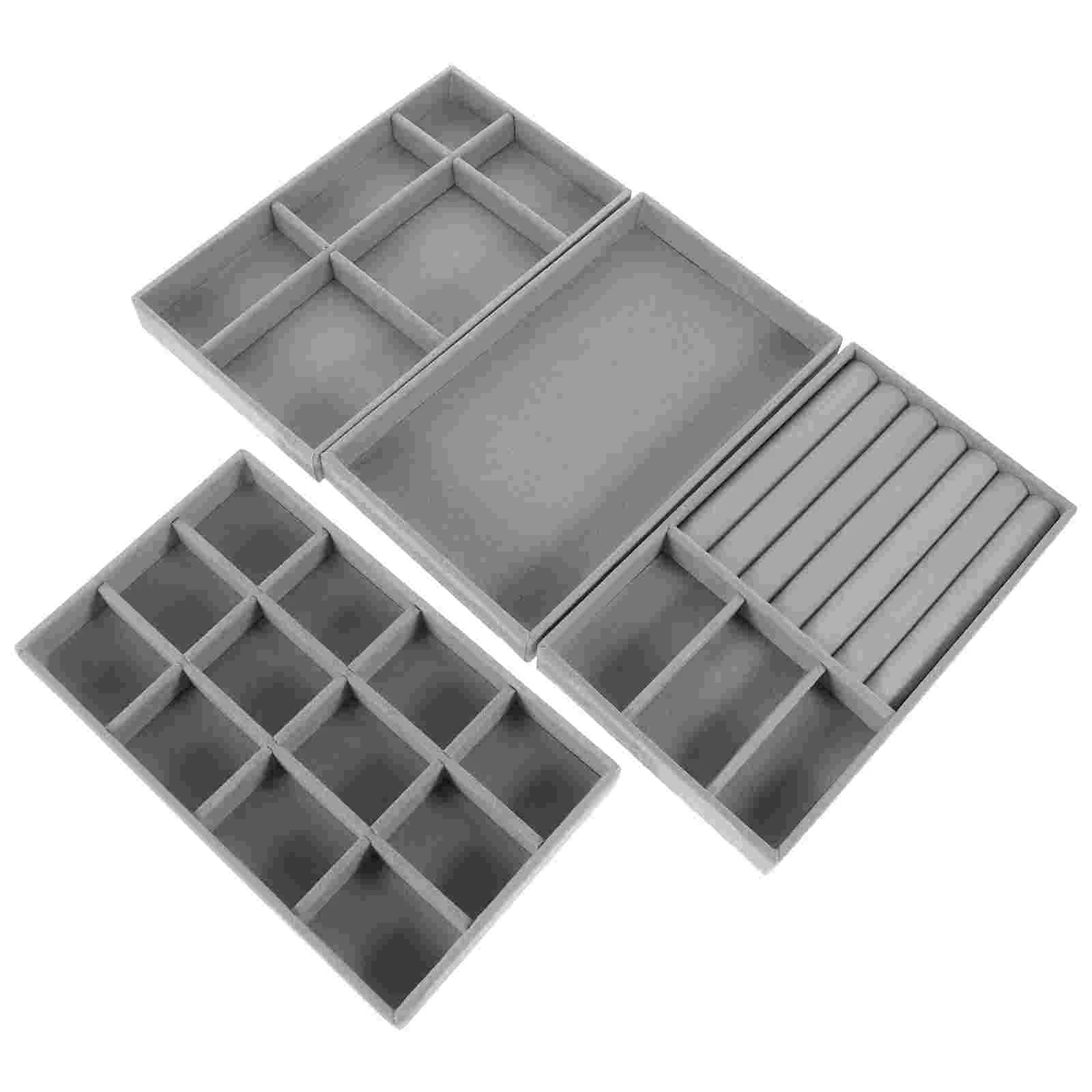 

4 Pcs Storage Drawers Compartments Jewelry Tray Display Selling Ring Stack Holder Organizer