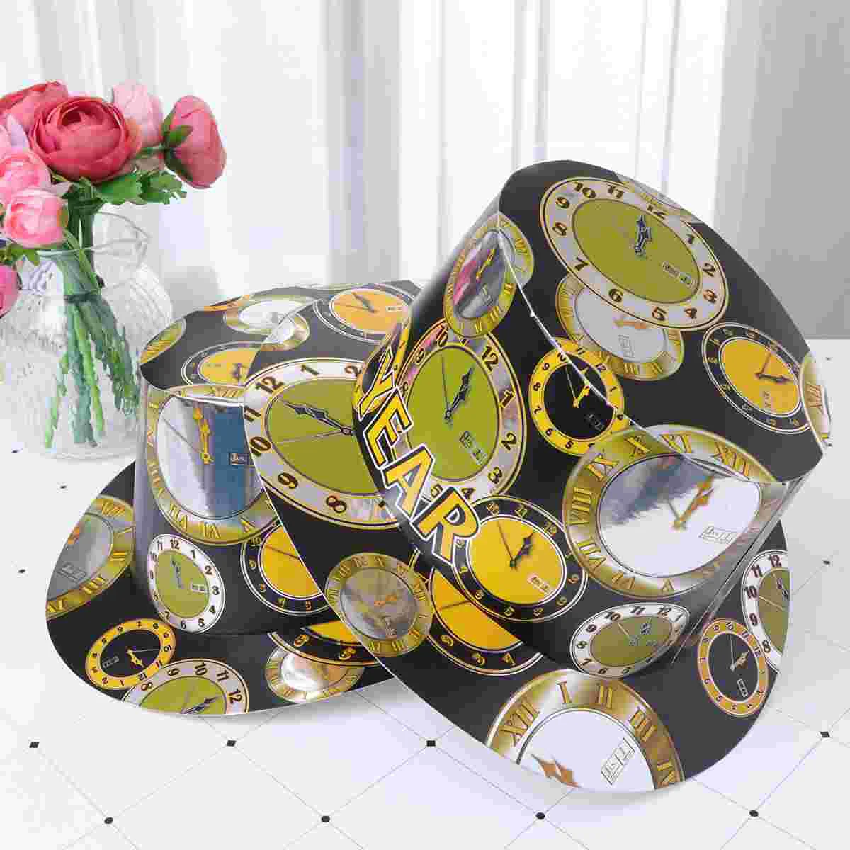 

5pcs New Year Hats Adorable Printing Headdress Tophat Decorations Party Favors for New Year