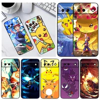 anime pokemon pikachu for google pixel 6 pro 6a 5a 5 4 4a xl 5g black phone case shockproof shell soft fundas coque capa