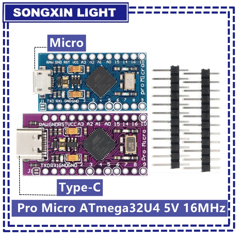 MICRO/TYPE-C USB ATMEGA32U4 модуль 5 в 16 МГц плата для Arduino ATMEGA32U4-AU/MU контроллера Pro Micro заменить