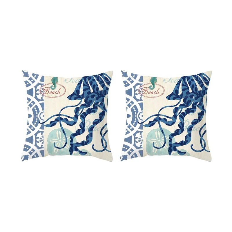 

Mediterranean Ocean Digital Print Peach Skin Pillow Cushion Cover Home Goods 15