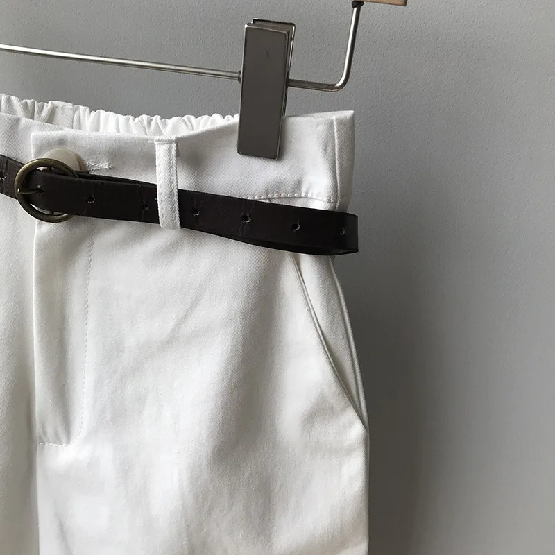 Women Shorts Elastic Waist Loose Wide Leg Casual Pants Women's Korean Style Straight Leg Hot Pants Free Belt 2023 Summer Clothes