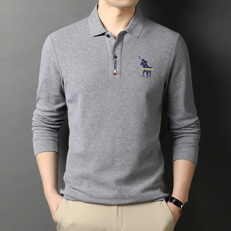 

Men's long-sleeved polo shirt lapel shirt new fashion embroidery spring and autumn light casual loose oversized