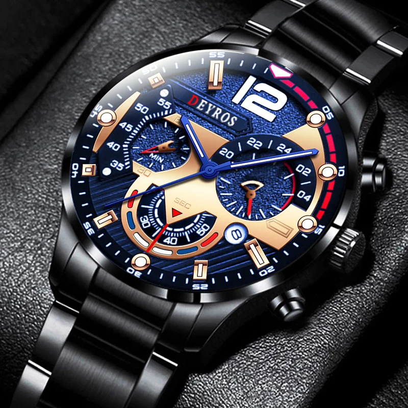 

reloj hombre 2022 Fashion Mens Stainless Steel Watches Luxury Men Business Casual Leather Quartz Wrist Watch relogio masculino