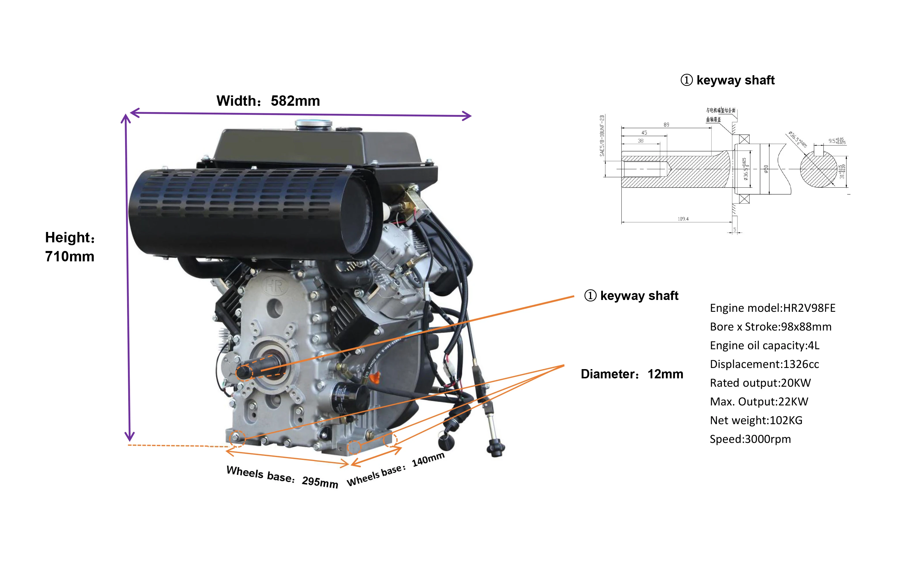 Китайский самая большая мощность двухцилиндрового двигателя с воздушным