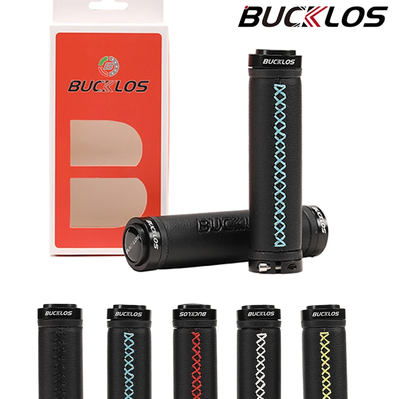 

BUCKLOS Bicycle Leather Handlebar Grips Soft Comfortable Bilateral Locking Grip Road Mountain Bike Grips Cycling Accessories