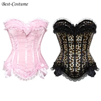 pink princess corsets for women leopard print corset top vintage lace up sexy lace corset lingerie plus size