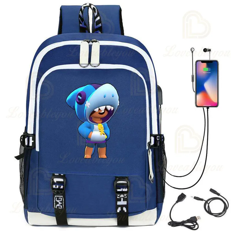 

New Star Game Leon Shark and Crow Backpack Men Travel Bagpack Cute Waterproof Multi-pocket Bags Daily Student Laptop Backbag