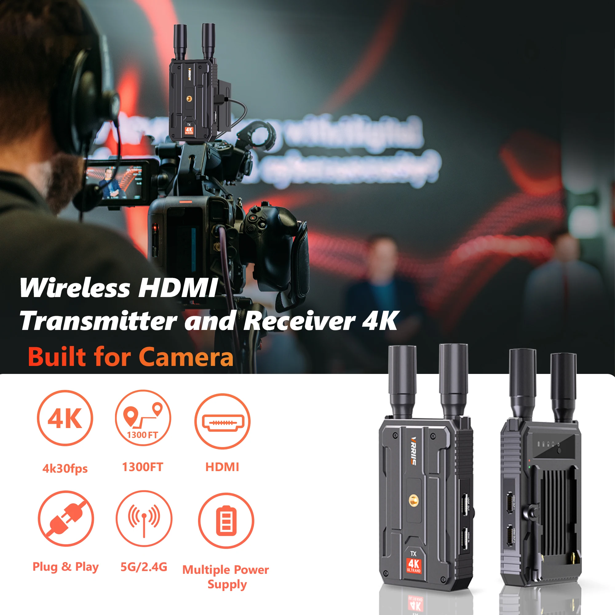 Фото 4K беспроводной видеопередатчик Hdmi, приемник 400 м, комплект удлинителя, поддержка от 1Tx до 4Rxs для DSLR-камеры, ноутбука к телевизору, проектора, монитора №1